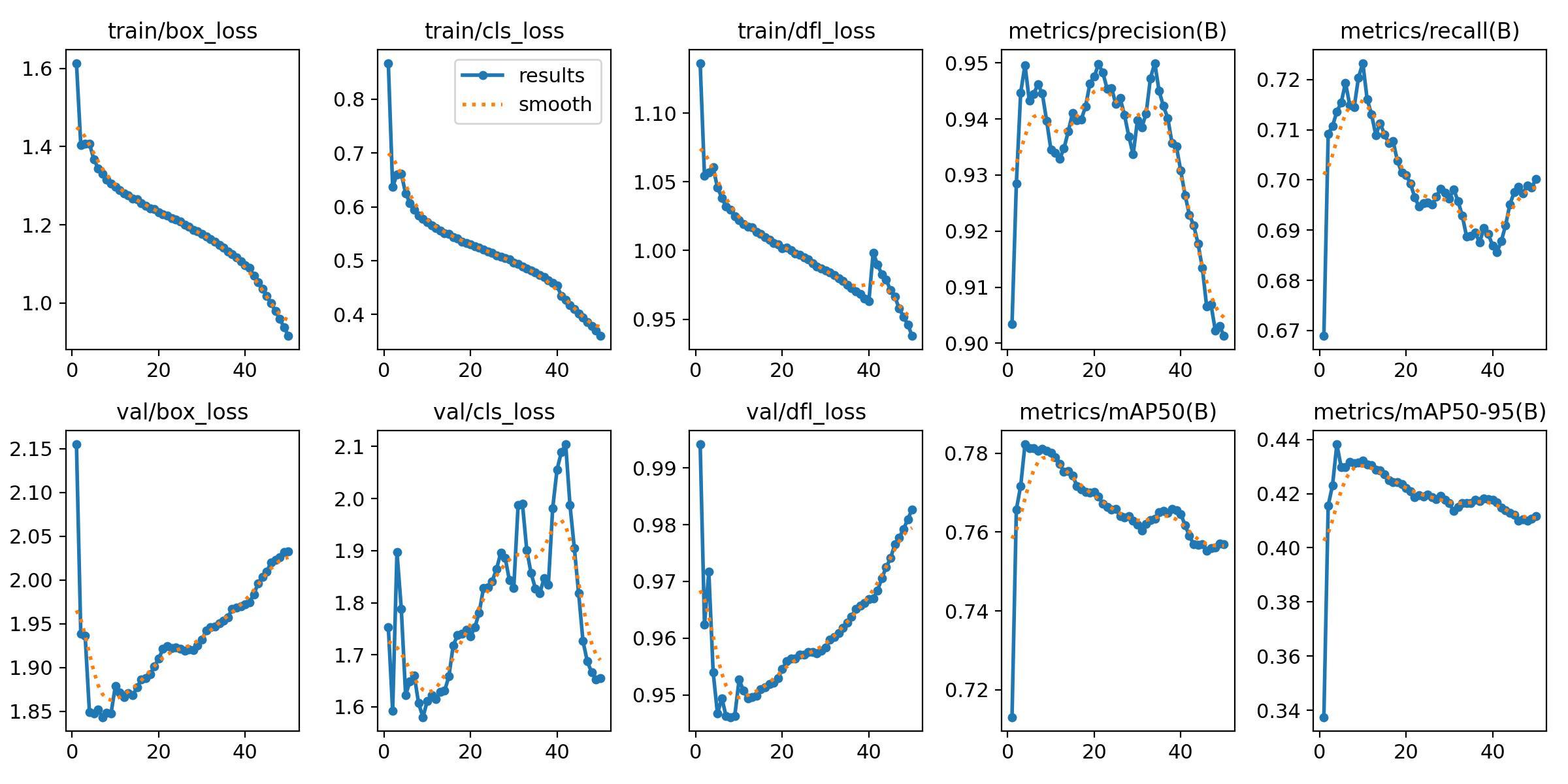 Detector training and validation curves from the project report.